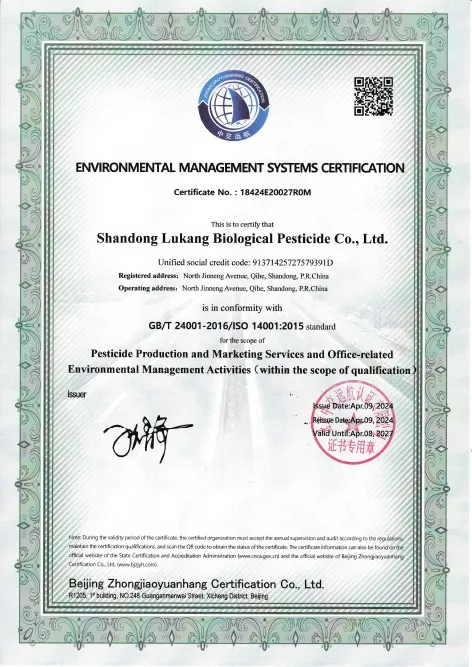 Environmental Management System Certificate